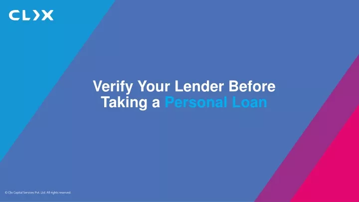 verify your lender before taking a personal loan