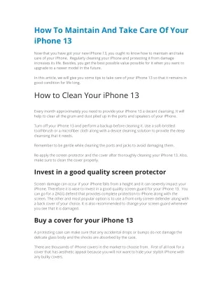 How To Maintain And Take Care Of Your iPhone 13