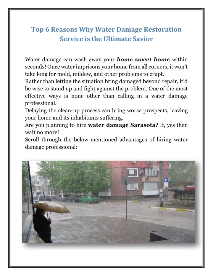 top 6 reasons why water damage restoration