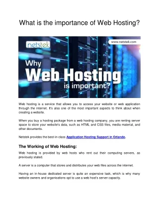 What is the importance of Web Hosting?