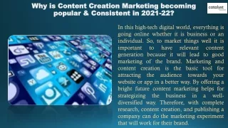 why is content creation marketing becoming popular consistent in 2021 22