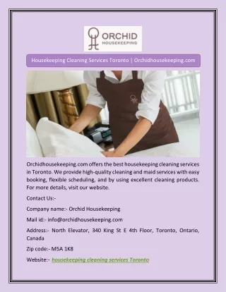 Housekeeping Cleaning Services Toronto | Orchidhousekeeping.com