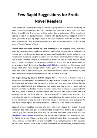 Few Rapid Suggestions for Erotic Novel Readers