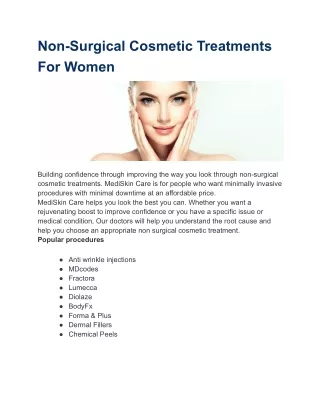 Non-Surgical Cosmetic Treatments For Women