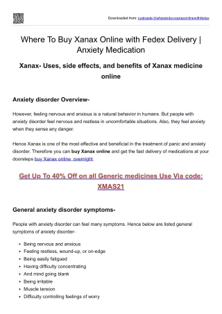 Where To Buy Xanax Online with Fedex Delivery  Anxiety Medication