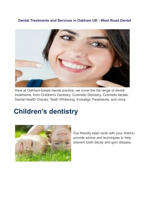 Dental Treatments and Services in Oakham UK - West Road Dental