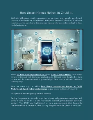 how smart homes helped in covid 19