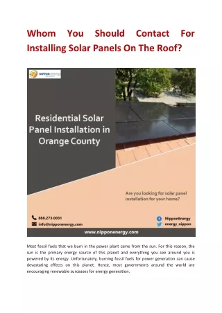 whom you should contact for installing solar