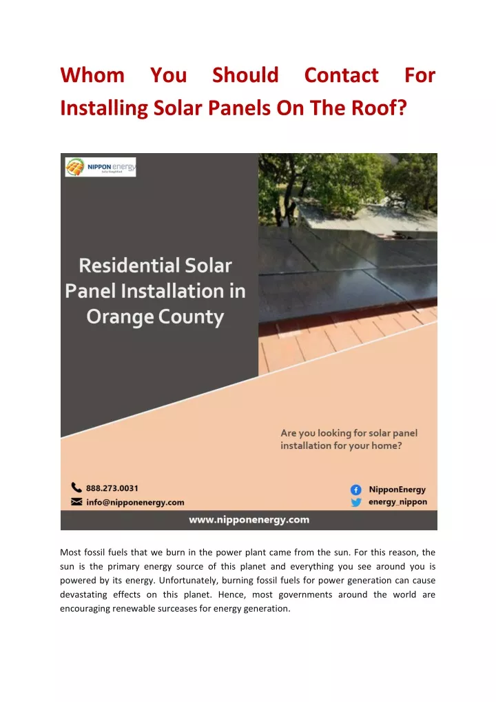 whom you should contact for installing solar