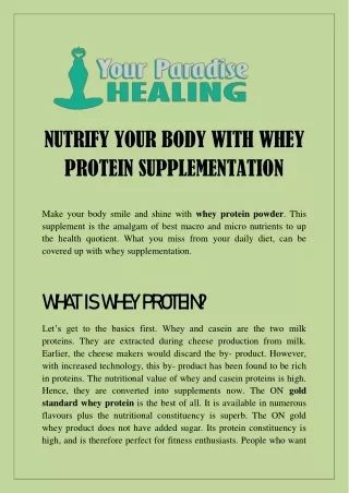 NUTRIFY YOUR BODY WITH WHEY PROTEIN SUPPLEMENTATION