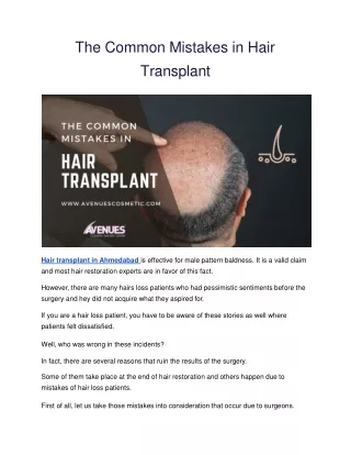 The Common Mistakes in Hair Transplant