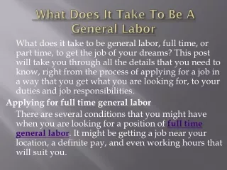 full time general labor