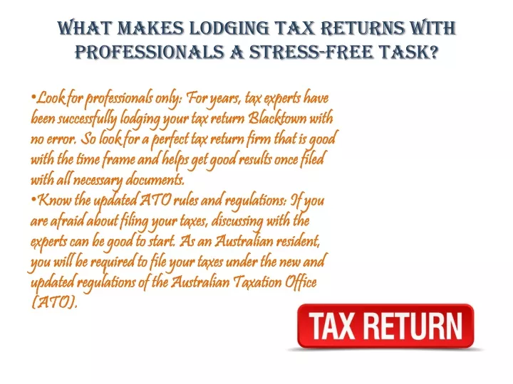 what makes lodging tax returns with professionals
