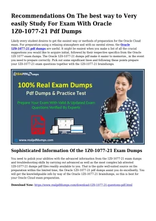 Polish Your Expertise Using the Assistance Of 1Z0-1077-21 Pdf Dumps