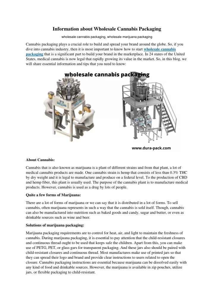information about wholesale cannabis packaging