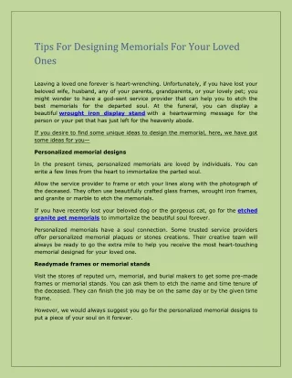 Tips For Designing Memorials For Your Loved Ones