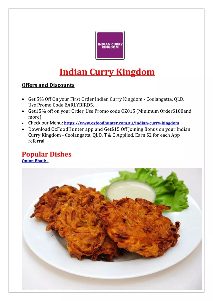 indian curry kingdom offers and discounts