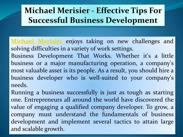michael merisier effective tips for successful