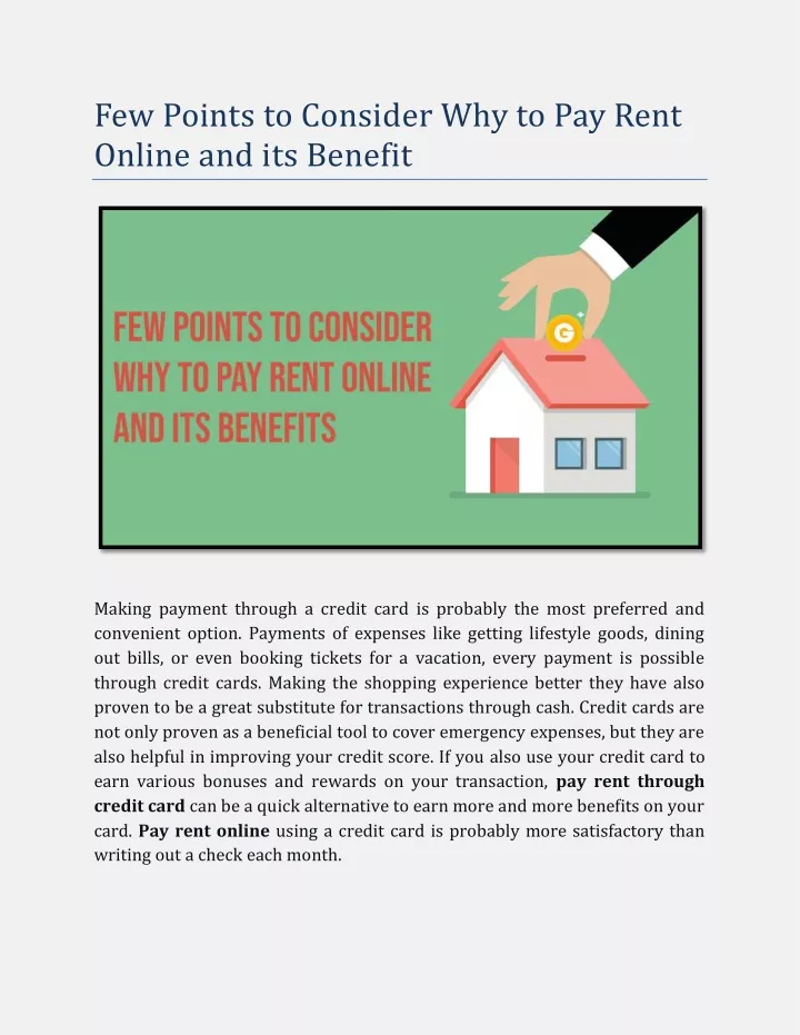 few points to consider why to pay rent online