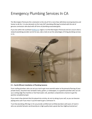 emergency plumbing services in ca