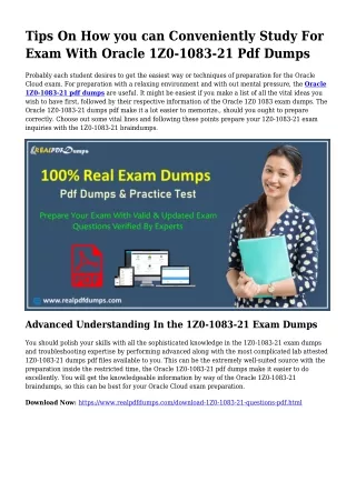 1Z0-1083-21 PDF Dumps To Take care of Preparation Issues