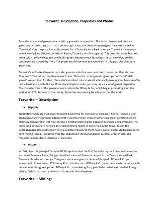 tsavorite description properties and photos