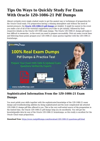 1Z0-1086-21 PDF Dumps To Resolve Preparing Troubles