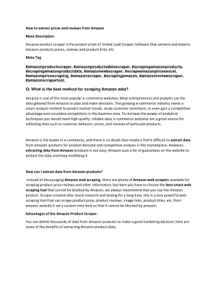 how to extract prices and reviews from amazon