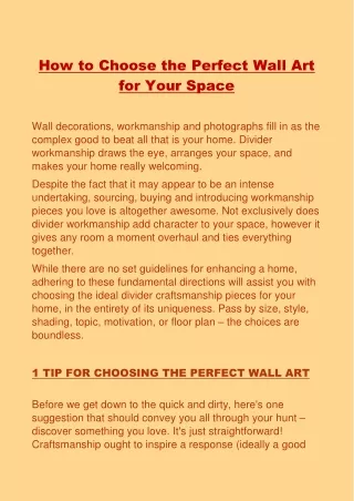 how to choose the perfect wall art for your space