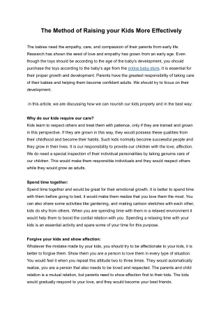 the method of raising your kids more effectively