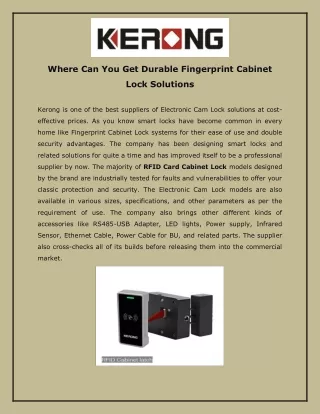 Where Can You Get Durable Fingerprint Cabinet Lock Solutions