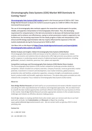 chromatography data systems cds market will
