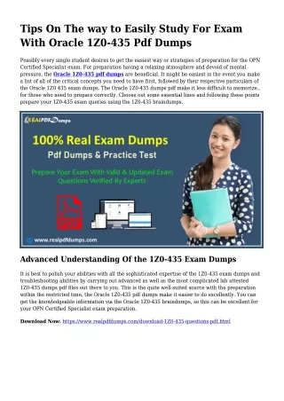 Feasible Your Planning By 1Z0-435 Pdf Dumps