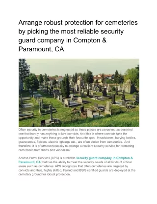 arrange robust protection for cemeteries
