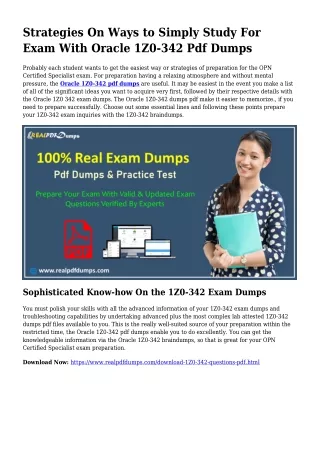 Viable Your Preparation As a result of 1Z0-342 Pdf Dumps