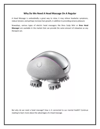 why do we need a head massage on a regular