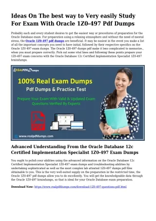 1Z0-497 Pdf Dumps The Reasonable Preparation Supply