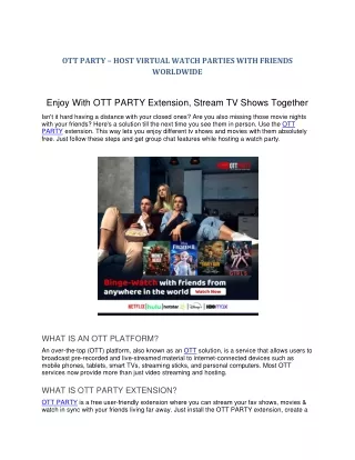 OTT PARTY - HOST A VIRTUAL WATCH PARTY