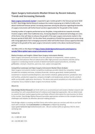 open surgery instruments market driven by recent