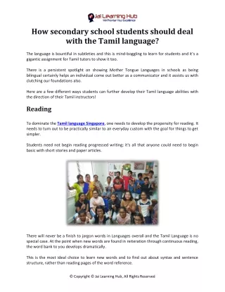 How secondary school students should deal with the Tamil language