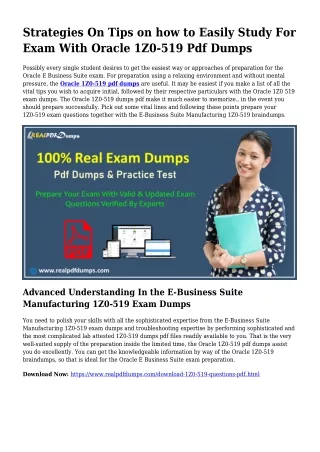 Polish Your Abilities Together with the Enable Of 1Z0-519 Pdf Dumps