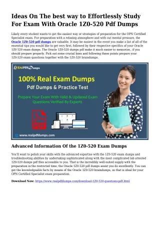 1Z0-520 PDF Dumps To Take care of Preparation Problems