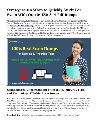 Precious Planning Because of the Help Of 1Z0-344 Dumps Pdf