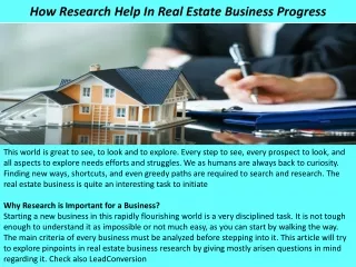 How Research Help In Real Estate Business Progress