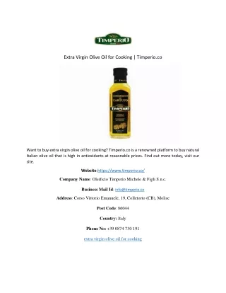Extra Virgin Olive Oil for Cooking