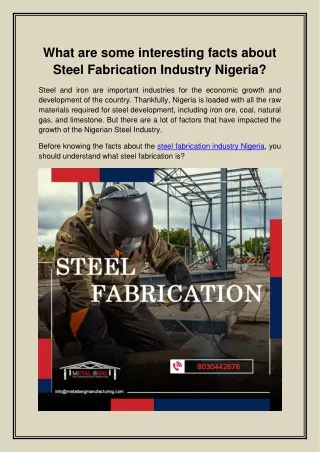 What are some interesting facts about Steel Fabrication Industry Nigeria
