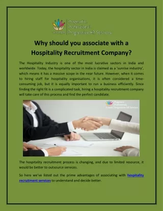Why should you Associate with a Hospitality Recruitment Company