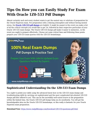 Polish Your Competencies Using the Support Of 1Z0-533 Pdf Dumps