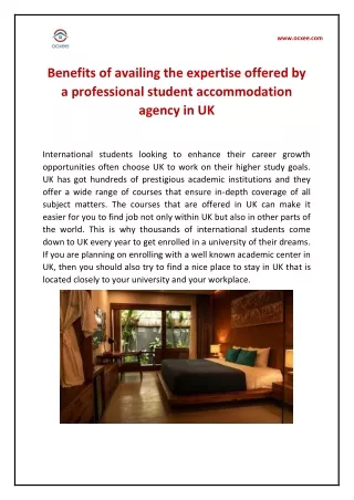 Benefits of availing the expertise offered by a professional student accommodation agency in UK