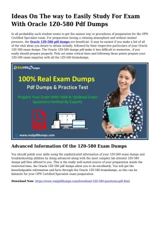 1Z0-580 Pdf Dumps The Sensible Preparing Supply